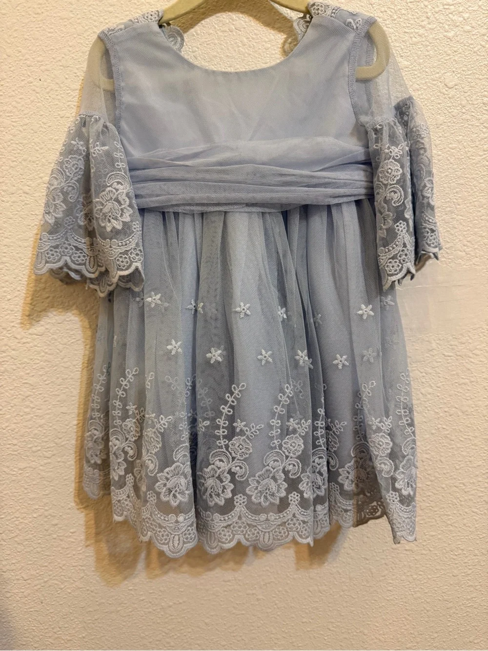 Girls Powder Blue Lace & Tulle Formal Dress party holidays floral design